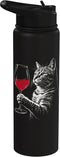 Wine Drinker Humor Tee Winery Life Wine Sommelier Funny Cat Glass of Wine Lover Sommelier Drinking Party Tee Stainless Steel