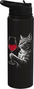 Wine Drinker Humor Tee Winery Life Wine Sommelier Funny Cat Glass of Wine Lover Sommelier Drinking Party Tee Stainless Steel
