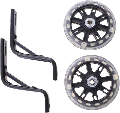 Garneck Bike Holder 2pcs Training Wheels Stabilizer Mute Flashing Wheel for 12 Inch Bracket Kids Bikes (Black)
