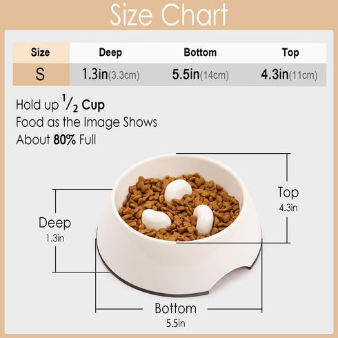 SUPERDESIGN Slow Feeder Dog Bowl - 1/2 Cup Slow Feeding Bowl for Small Medium Breed, Non Slip Puzzle Bowl