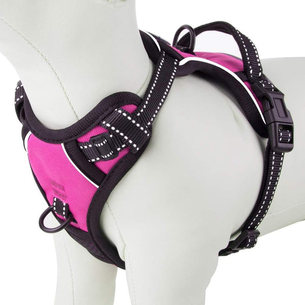 PHOEPET No Pull Dog Harness Medium, Reflective Front Clip Puppy Vest with Handle, Adjustable 2 Metal Leash Attachment