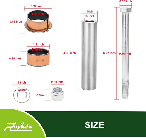Roykaw Kingpin Spindle Bushing Kit for EZGO TXT/PDS Golf Cart Models, Replaces OEM # 70648-G01