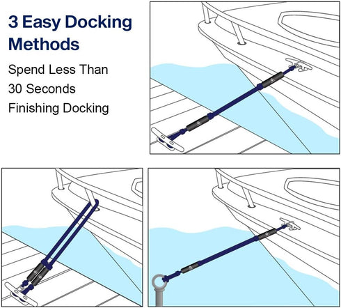 Obcursco Bungee Dock Lines for Boat, Docking Rope with Stainless Steel Clips, Sets of Two (4ft & 6ft)