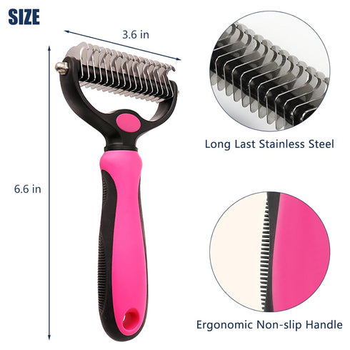 Pet Hair Removal Tool, Dematting and Deshedding Brush for Dogs and Cats, Double Sided Grooming Brush Hair Shedding Comb