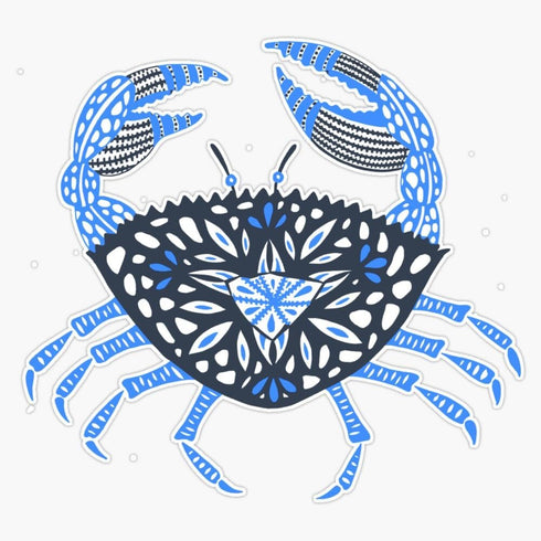 BKR Graphics Blue Crab Bumper Sticker Vinyl Decal 5"