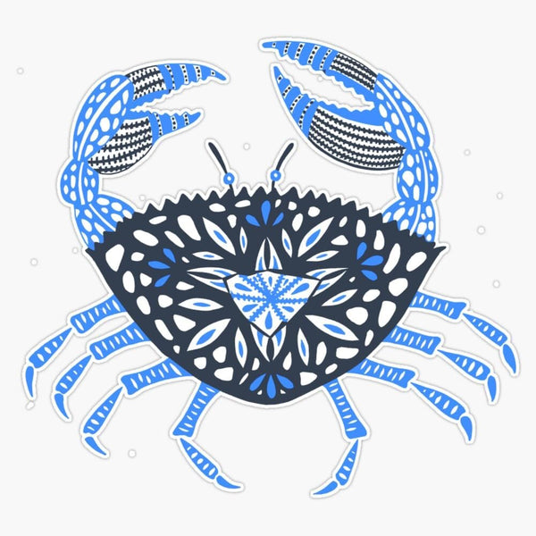 BKR Graphics Blue Crab Bumper Sticker Vinyl Decal 5"