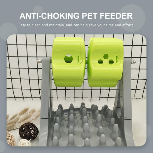 GATHINESS Automatic Rotating Dog Feeding Bowl with Anti-Choking Slow Feeder Function, Plastic Pet Food Dispenser