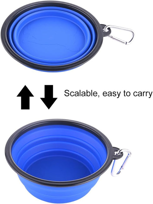 Large Collapsible Dog Bowls, 34oz Travel Water Food Bowls, Portable Foldable Dishes with Carabiner Clip, 2 Pack