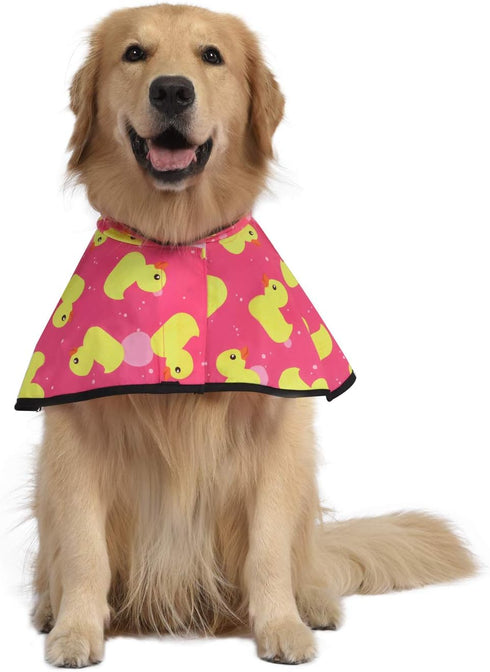 HDE Dog Raincoat Jacket, Reflective Adjustable Hooded Poncho for Small to X-Large Dogs, Pink Ducks