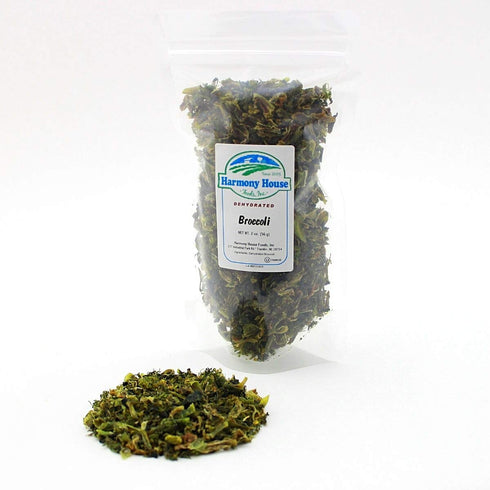 (2 oz, Harmony House Foods Dried Broccoli, Flowerets ZIP Pouch) for Cooking, Camping, Emergency Supply, and More