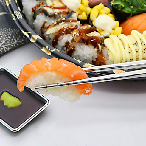 Travel Utensils Set with Case, 8pcs Reusable Stainless Steel Cutlery Including Knife, Fork, Spoon, Chopsticks (Silver)