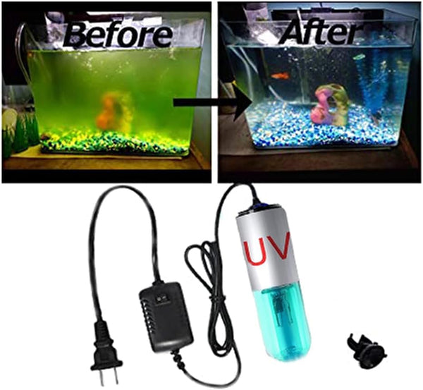 3W UV Water Clean Light, Green Algae Clear Submersible Fish Tank UVC Light for Fish Tank Sump Pump