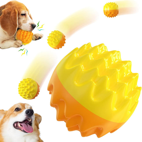 Squeaky Dog Ball Toy for Aggressive Chewers, Dental Rubber Toy for Healthy Teeth & Gums, Durable Floatable Pet Toy