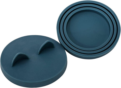 OHMO 2 Pack Dog Food Can Lids, Universal Size BPA Free Silicone Covers for Cat and Pet Food, Dark Blue