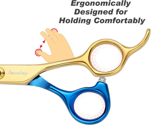 Dog Cat Scissors for Grooming, Stainless Steel Shears for Thick Coats, Matted Hair, Thinner Curved Straight Chunker