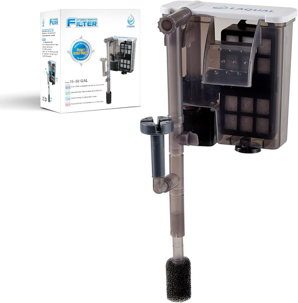 Aquarium Filter with Surface Skimmer, 15-30 Gallon Small Fish Tank Filter, Quiet & Efficient Waterfall Design