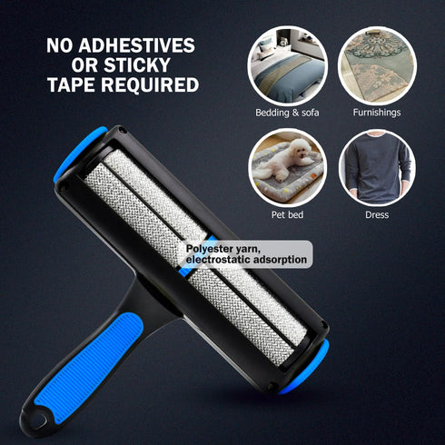 Pet-Pristine Pet Hair Remover Roller and Mini Detailer Combo Pack - Reusable Hair Removal for Couches, Beds, Carpets