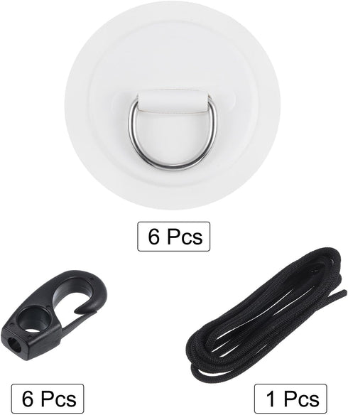 PATIKIL D-Ring Patch - Stainless Steel D-Ring PVC Patch Pad with Elastic Cords and Hooks for Inflatable Boat Paddle