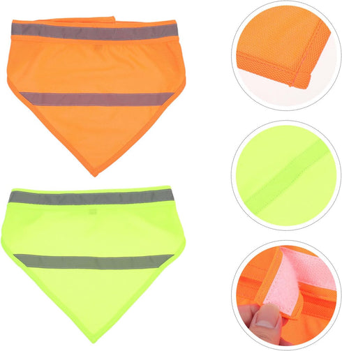 POPETPOP 2pcs Pet Triangle Towel Bibs, Orange Reflector Vest for Night Walking, Small Dog Safety
