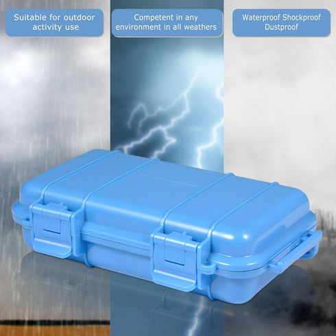 Waterproof Airtight Plastic Container, Dry Storage Box with 2 U Shape Buckle for Fishing, Camping, Hiking (L-Blue)