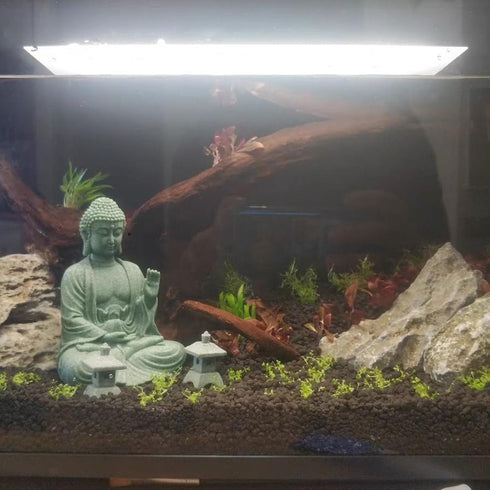 Meditating Buddha Statue, Natural Sandstone Buda Sculptures for Fish Tank Aquarium Decorations
