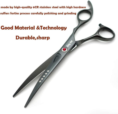 7.0in Titanium Black Professional Pet Grooming Scissors Set, 4pcs Straight & Thinning & Curved for Dog Grooming