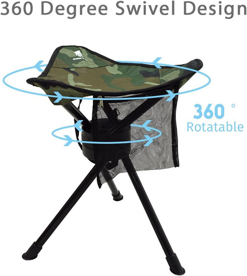 GEERTOP Portable Camping Folding Stool Seat - Swivel Tripod Chair for Outdoor Gear