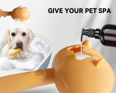 Dog & Cat Brush, Soft Dog Shampoo Dispenser Brush Dog Shower Brush for Bathing, Deep Cleaning Cat Grooming Supplies for Short and Long Hair Dogs and Cats