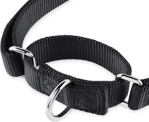 Heavy Duty Anti-Escape Martingale Collar for Large Breeds Dogs - Daily Use Walking Training (Large, Black)