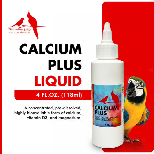 4 Oz Morning Bird Calcium Plus Liquid for Birds Calcium Supplement with Vitamins and Minerals for Strong Eggshells