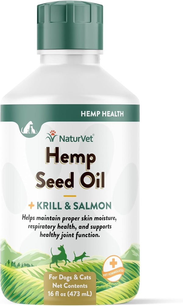 NaturVet Hemp Seed Oil Krill and Salmon - 16 oz Liquid Made in The USA