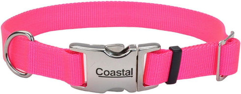 Coastal Pet Adjustable Dog Collar with Metal Buckle - Neon Pink, 1" x 18" - 26"