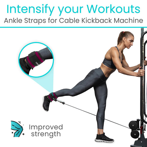 Vive Workout Ankle Straps for Women, Cable Kickback Machine Pair for Weighted Legs, Glutes, Abs