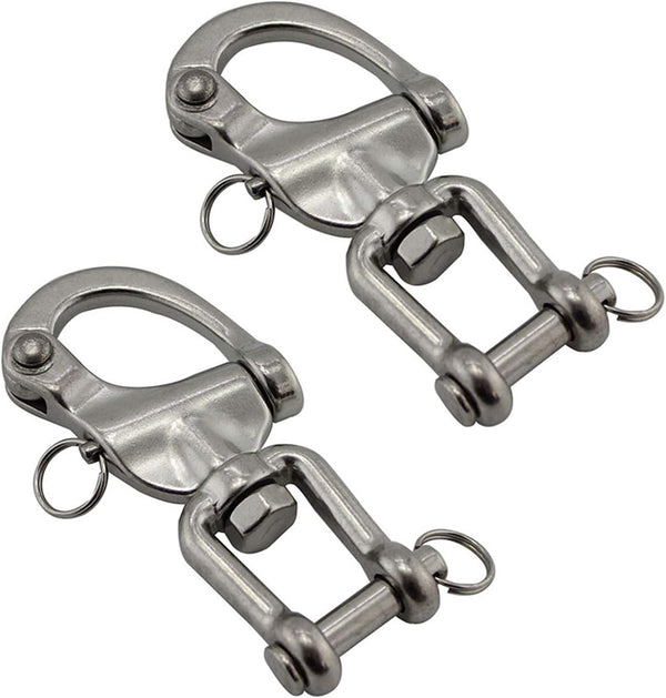 NRC&XRC Pair Jaw Swivel Snap Shackle, 316 Stainless Steel for Sailboat Spinnaker Halyard