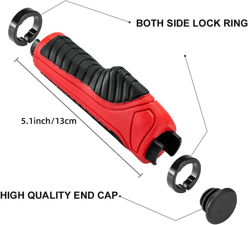 ROCKBROS Mountain Bike Grips, Double Aluminum Clamp Lock On Handlebar Grips for MTB BMX, Black Grey Red Green