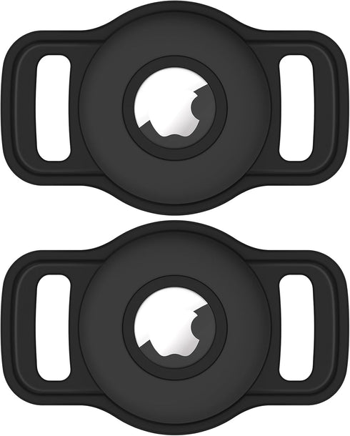 Airtag Dog Collar Holder: 2 Pack Soft Silicone Holder for Pet Dogs Cats Collar, Sturdy Protective Case, Compatible with
