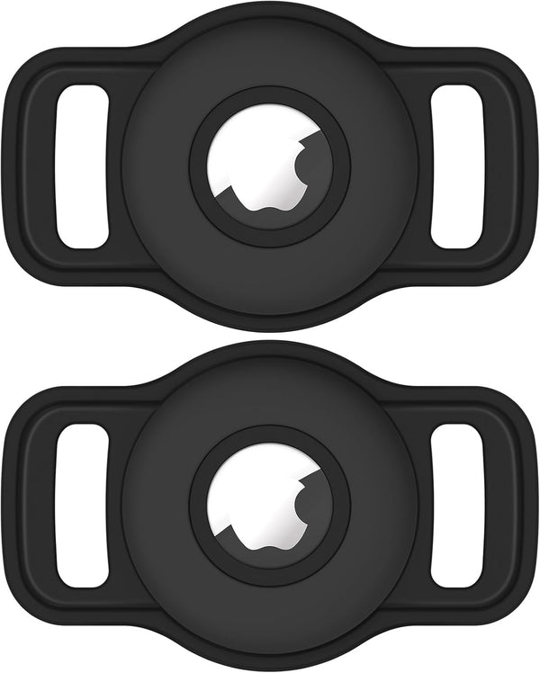Airtag Dog Collar Holder: 2 Pack Soft Silicone Holder for Pet Dogs Cats Collar, Sturdy Protective Case, Compatible with