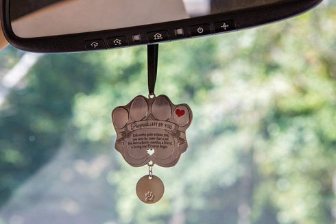 Pet Memorial Ornament, 3" Metal Casted Paw Print Design with Engravable Drop Pendant, Remembrance Gift