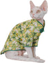 Traditional Culture Sphynx Hairless Cat Cotton T-Shirts, Pet Sweater Vest for Cats & Small Dogs (White Petunia Chi-Pao,