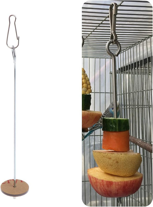 Zaagot Bird Food Holder Parrot Fruit Vegetable Skewer Hanging Feeder Toy Stainless Steel Feeding Tool Keeping Cage