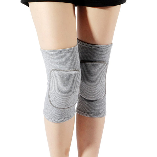 Soft Kneepads Cotton Volleyball Tennis, 1 Pair - Women Pole Dance Yoga Knee Protector Guards, Gray, L