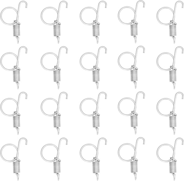 Spring Cage Door Hook, 20PCS Metal Finger Spring Latch Hook for Fixing Rabbit Pet Cage Door Farming Equipment