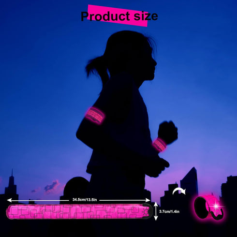 LED Safety Wristband Lights - 2 Pack Rechargeable High Visibility Glow Bracelets for Kids, Night Cycling, Jogging