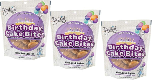 HLXFF3 Lazy Dogs Mutt Mallows Soft Baked Dog Treats - Maple Birthday Cake Bites, 5 oz Bag, 3 Pack