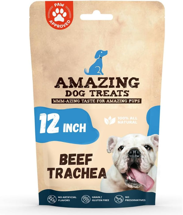 Amazing Dog Treats - 12 Inch Beef Trachea Chews for Dogs (10