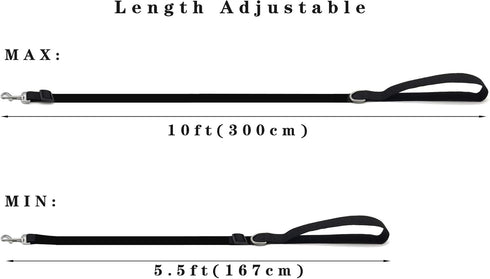 TAIAN Adjustable Nylon Dog Leash, 10 Foot Long Leashes for Medium Large Dogs