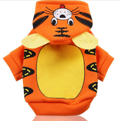SEIS Halloween Cartoon Dog Hoodies with Hat, Funny Pet Suit with Tiger, Dinosaur, Duck & Pumpkin Design for Small Dogs