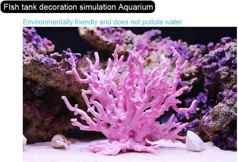 Mallofusa Artificial Aquarium Plant Ornament, Plastic Coral Reef Fish Tank Decoration Pink