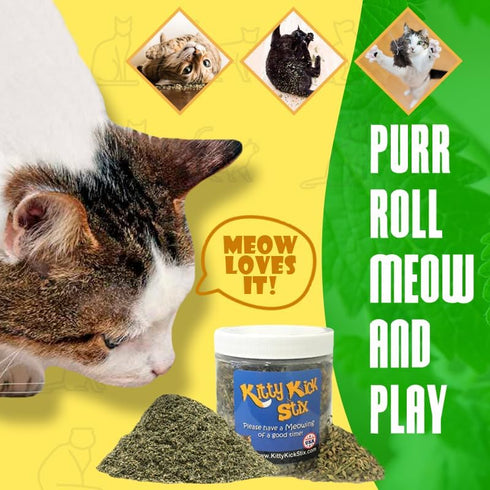 Kitty Kick Stix Premium Bulk Catnip - 100% Natural Catnip Treats for Toys, Spray, & Accessories, Made in USA