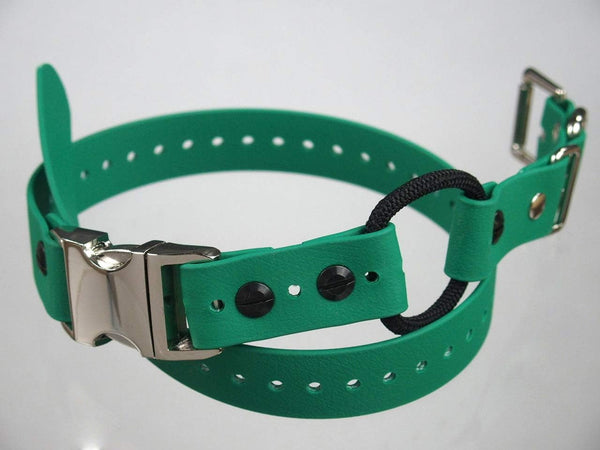 1" Biothane Dog Buckle Bungee Collar with Quick Snap Strap for Remote Trainer (Green)